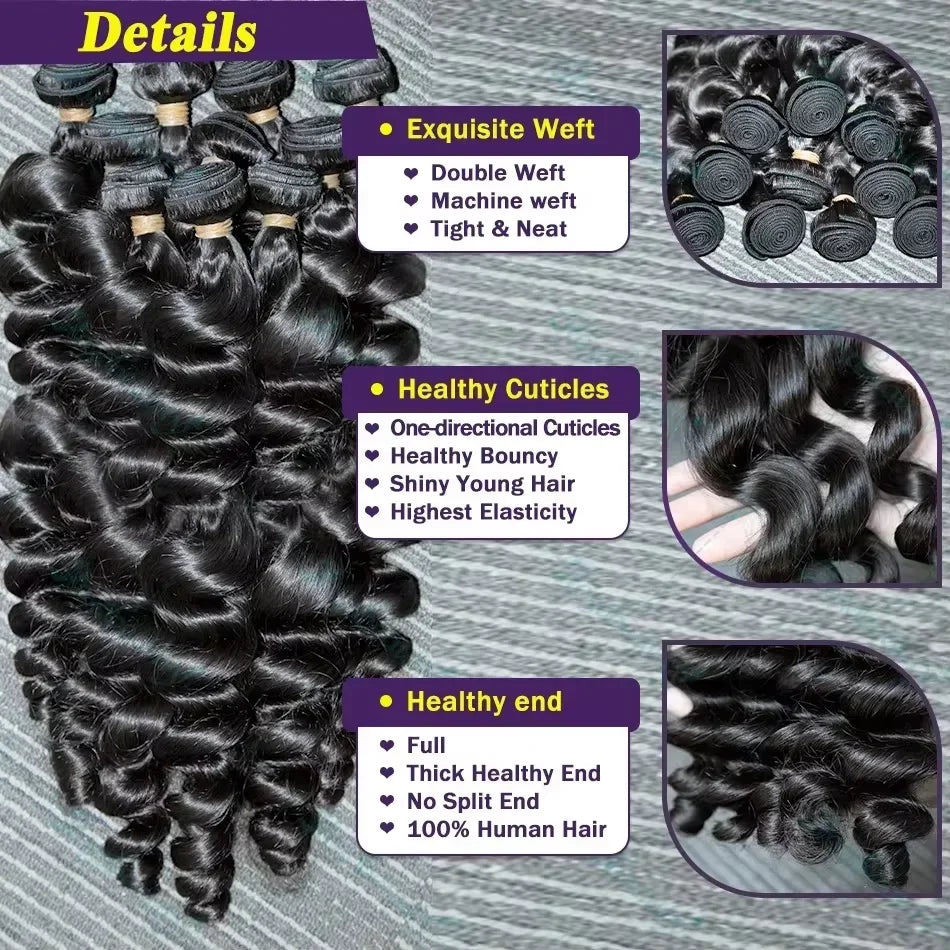 30 40 Inch Loose Wave Bundles Raw Bundles Brazilian Unprocessed Human Hair Virgin Loose Deep Wave Curly Bundles Weave Extensions