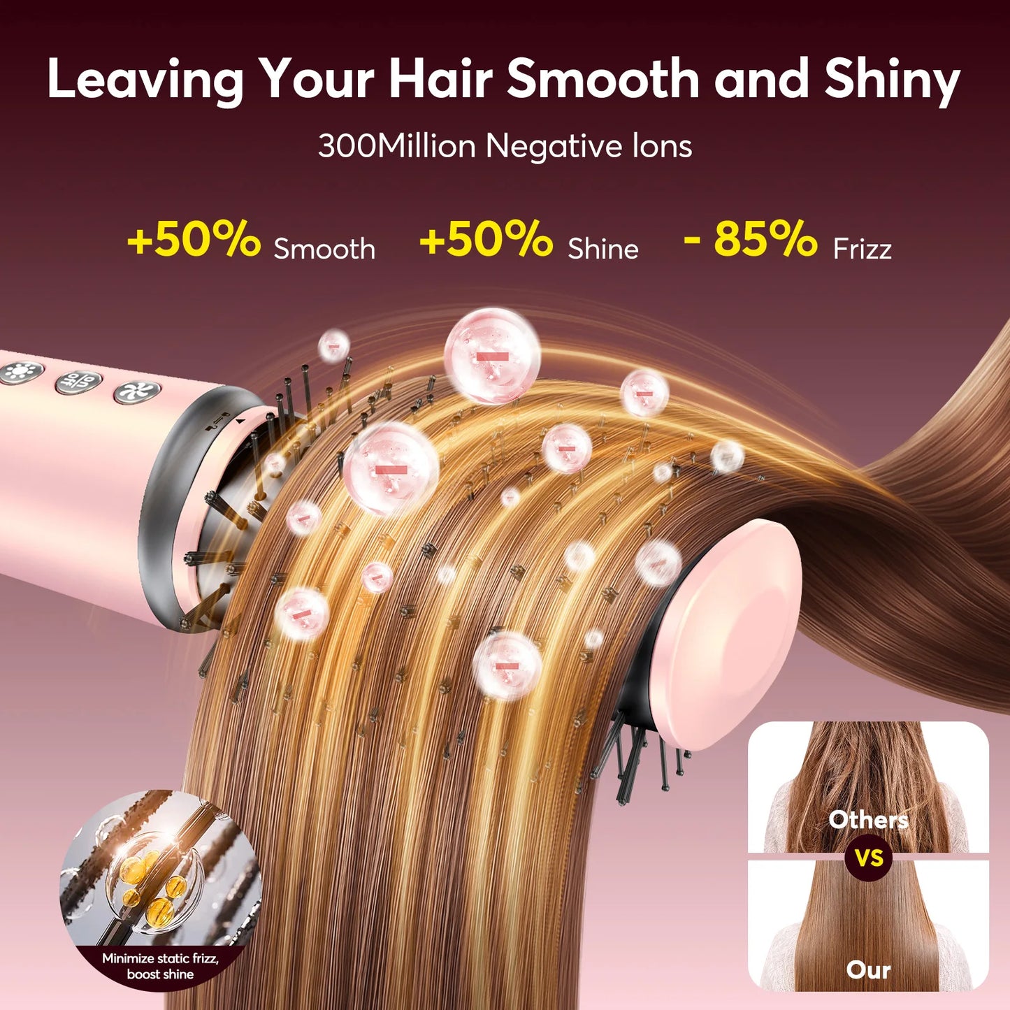 High Speed 5 In 1 Hair Dryer Hot Air Comb Set Gift Box