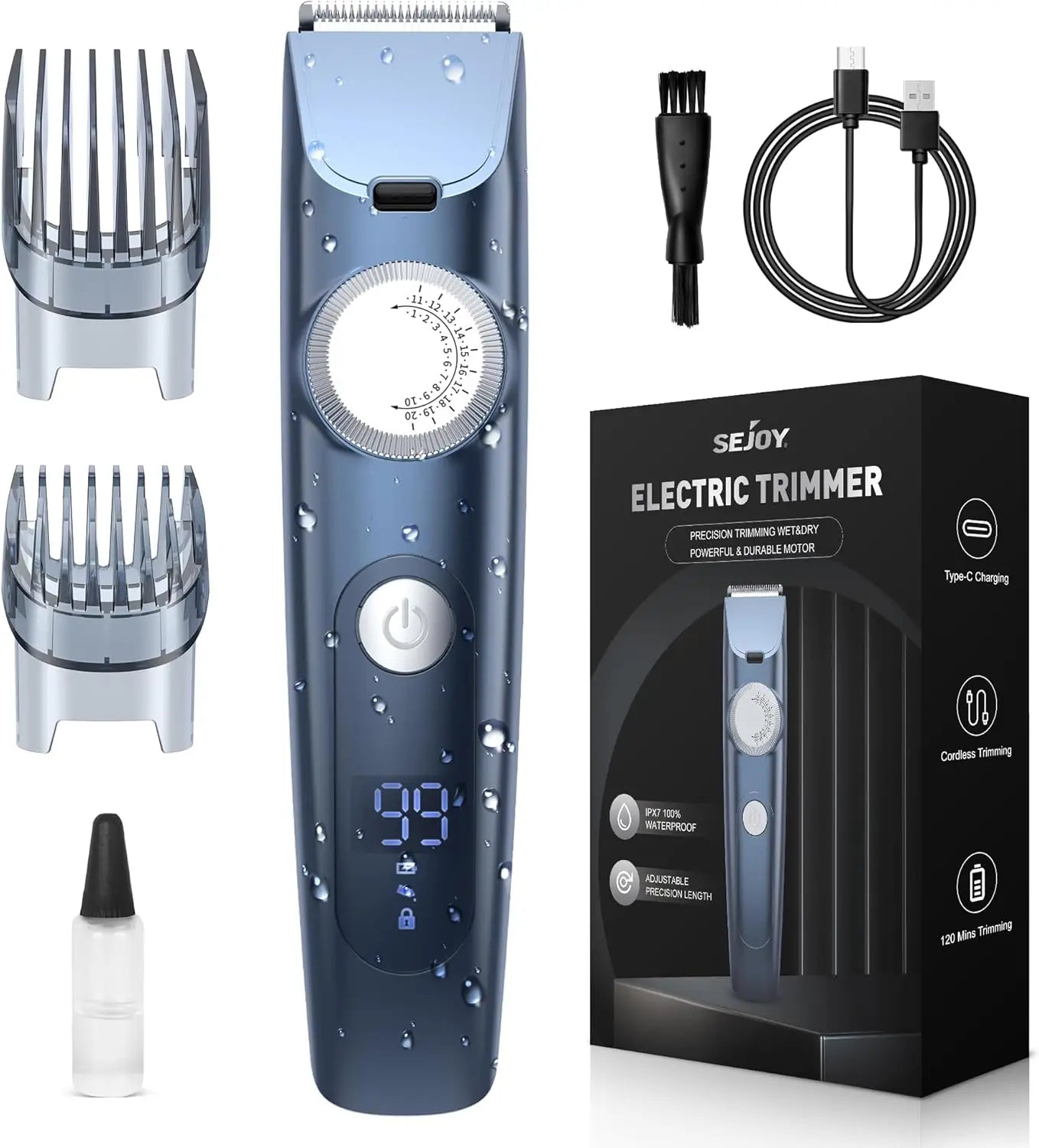 Sejoy Cordless Beard Trimmer For Men Hair Clipper Mustache