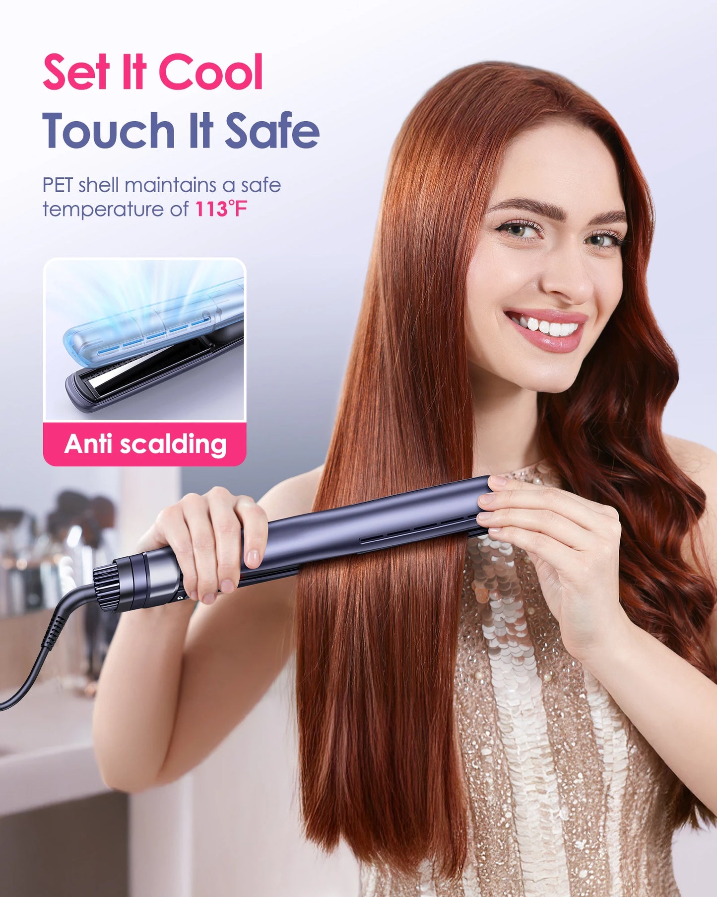 BOPCAL 3 In 1 Cold Air Straightener Flat Iron Negative Ion