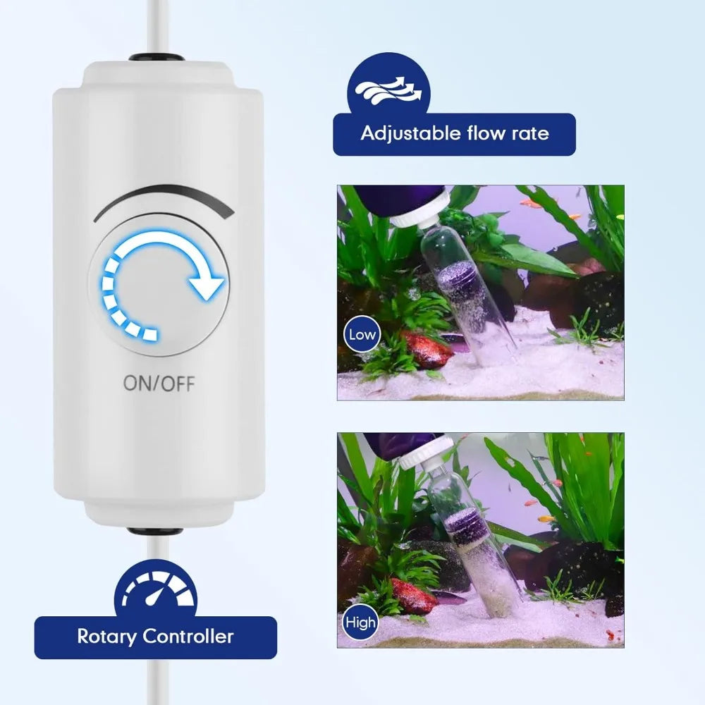 AQQA Fish Tank Cleaner,DC 34W/600GPH Adjustable Water Flow Aquarium Gravel Vacuum,Multi-Filtration Purifies Water Electric Clean