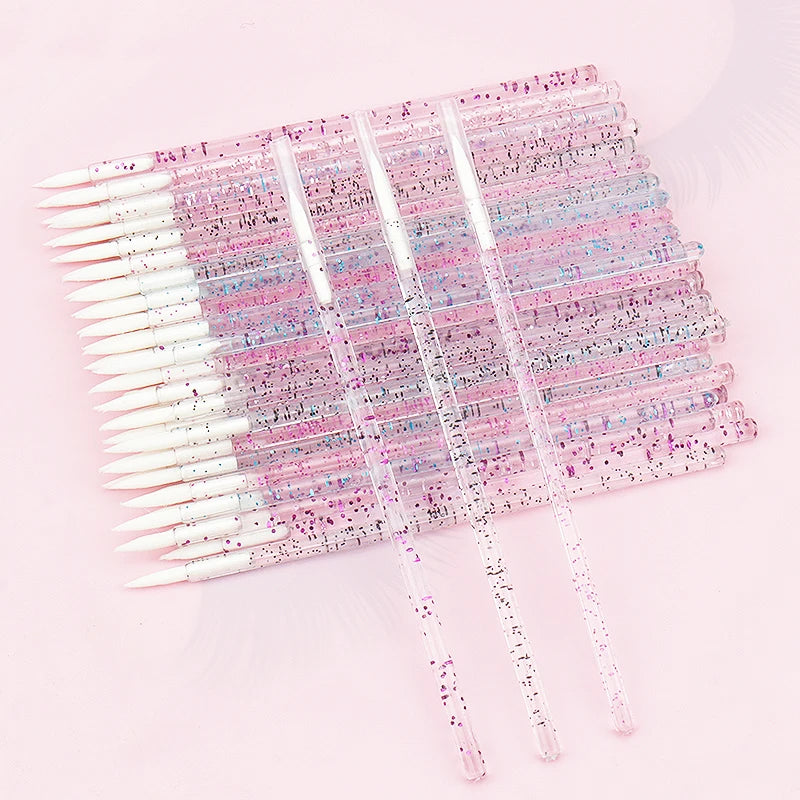 50pc Disposable Eyeliner Makeup Brush Crystal Handle Soft Fiber Lip Line Outline Brush Eyeshadow Blending Applicator Beauty Tool