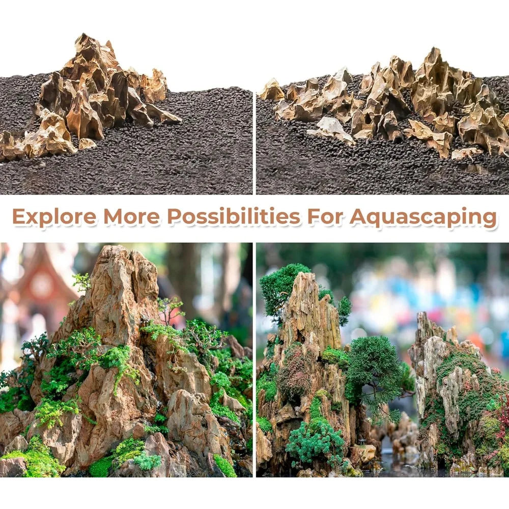 6-8 Inches Natural Dragon Stone 6 PCS Aquarium Rocks for Aquascaping, Aquarium Landscaping, Terrariums, Fish Tank Decoration, Vi