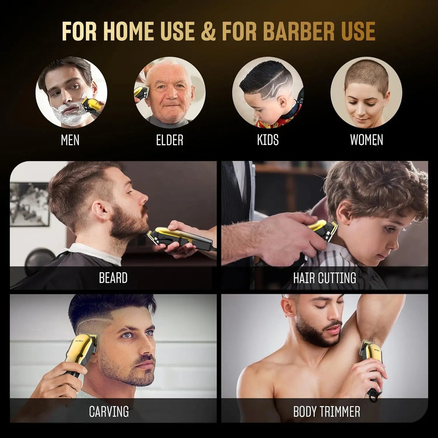 Sejoy Hair Clippers For Men Cordless Beard Trimmer Kit