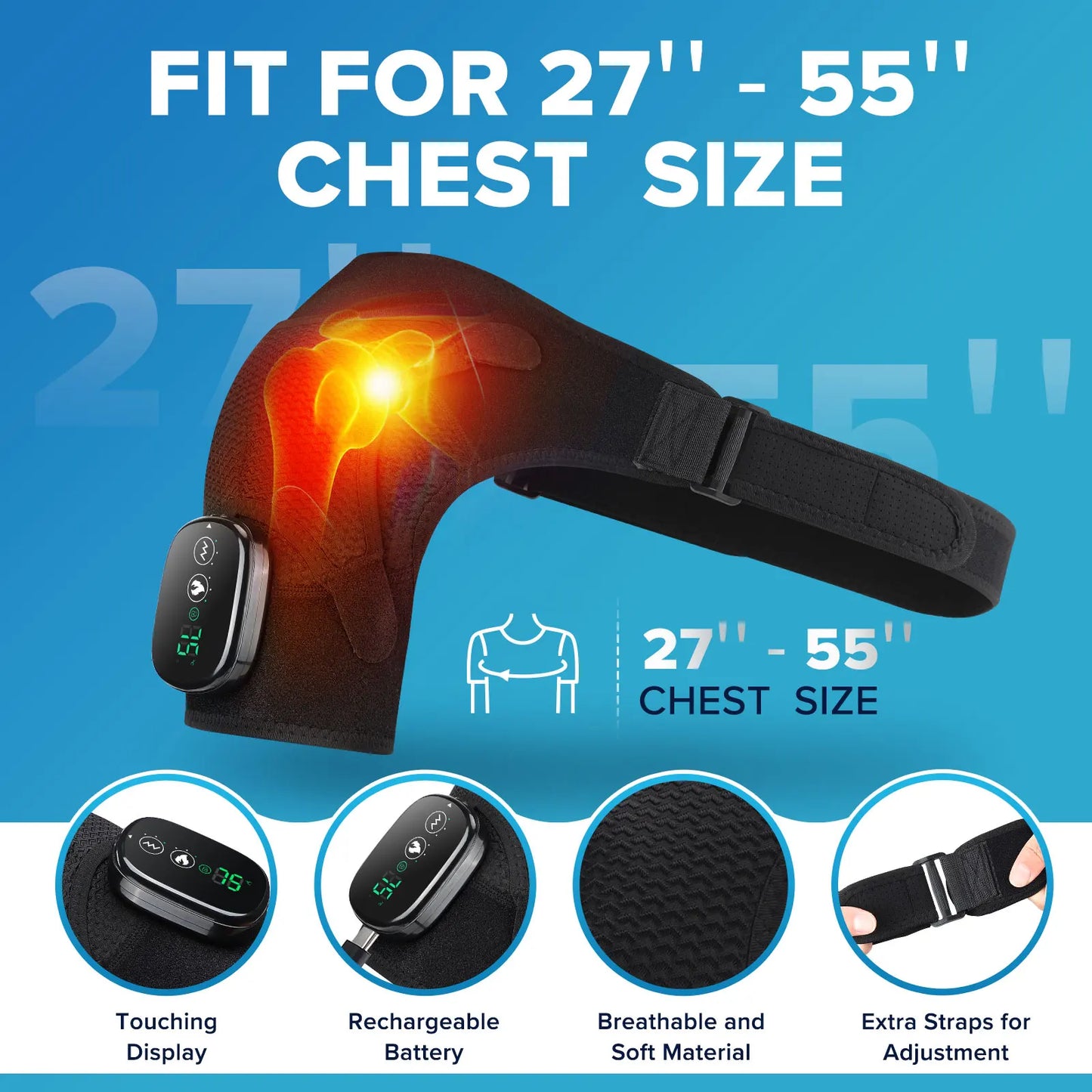 Electric Heating Shoulder Massager Vibration Belt Pain