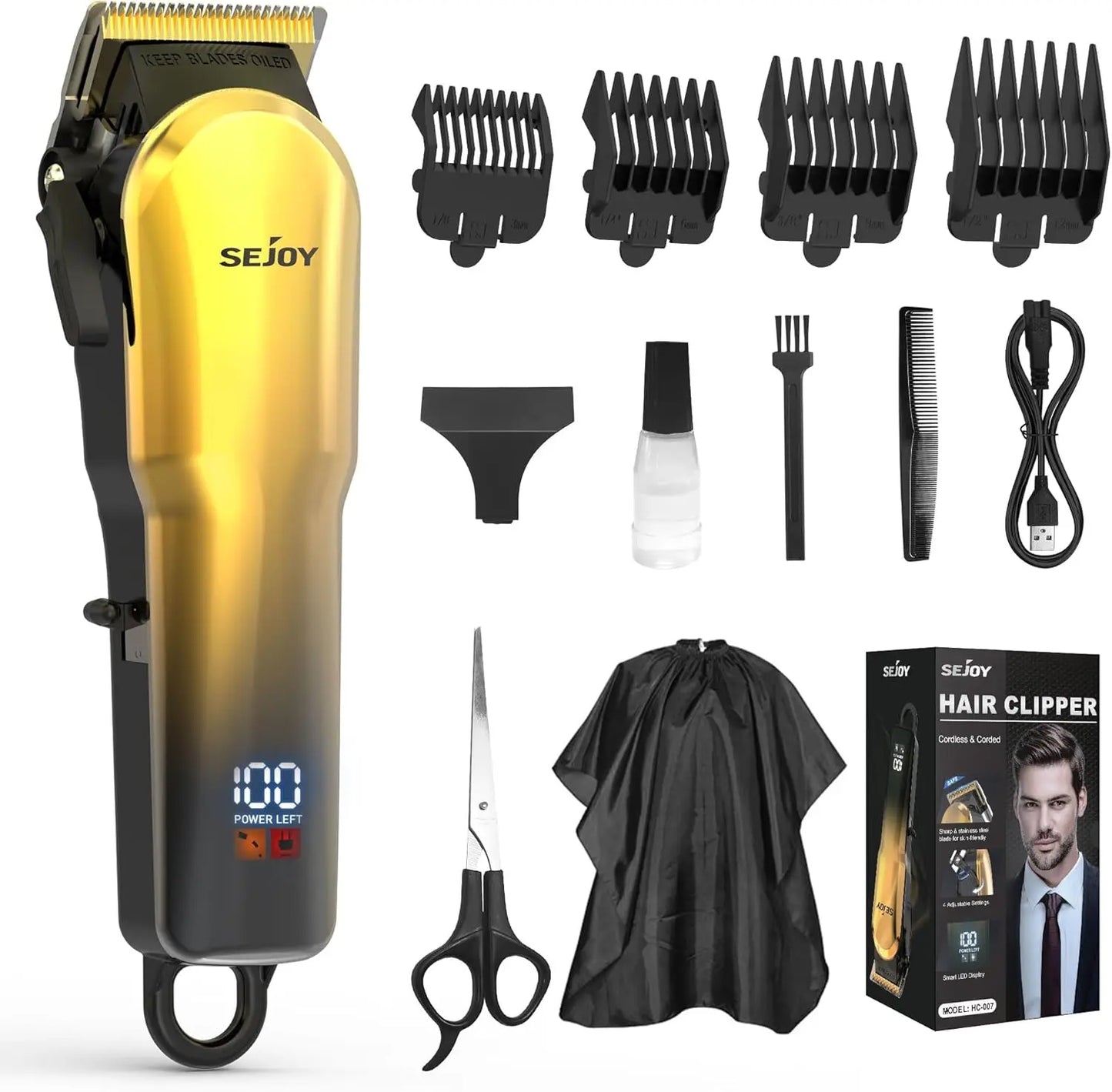 Sejoy Hair Clippers For Men Cordless Beard Trimmer Kit