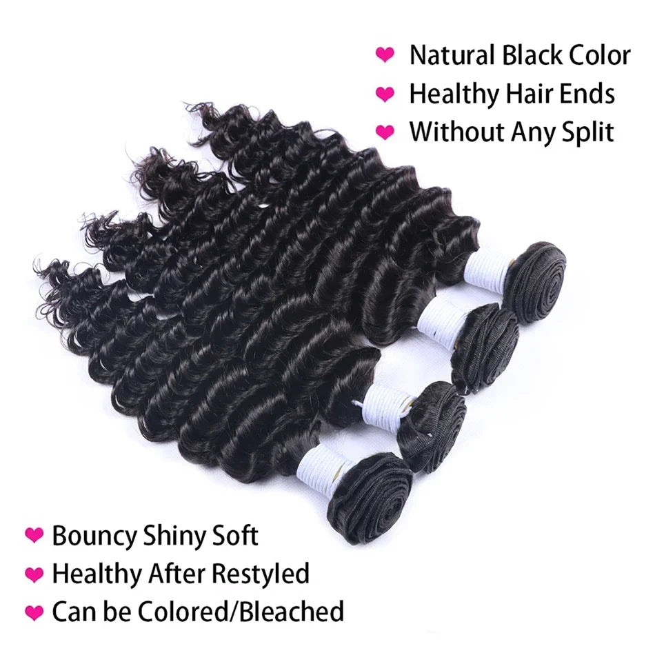 10-40 Inch Human Hair Extensions 100% Remy Deep Wave Hair Bundles Wet And Wavy Human Hair Bundles 3/4 Pcs Raw Hair Bundles