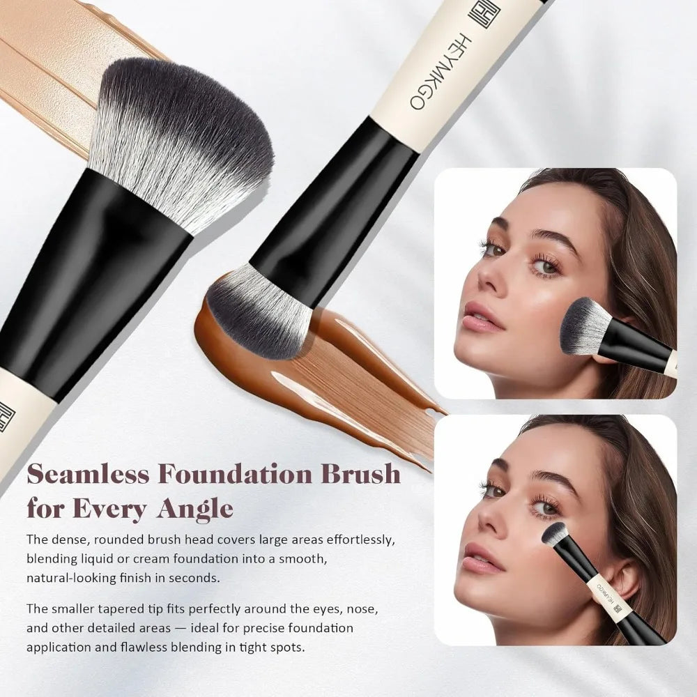 Makeup Brushes Set, 4Pcs Professional Dual-ended Foundation Contour Power Face Eyeshadow Brush set for Liquid,Cream, Powder for