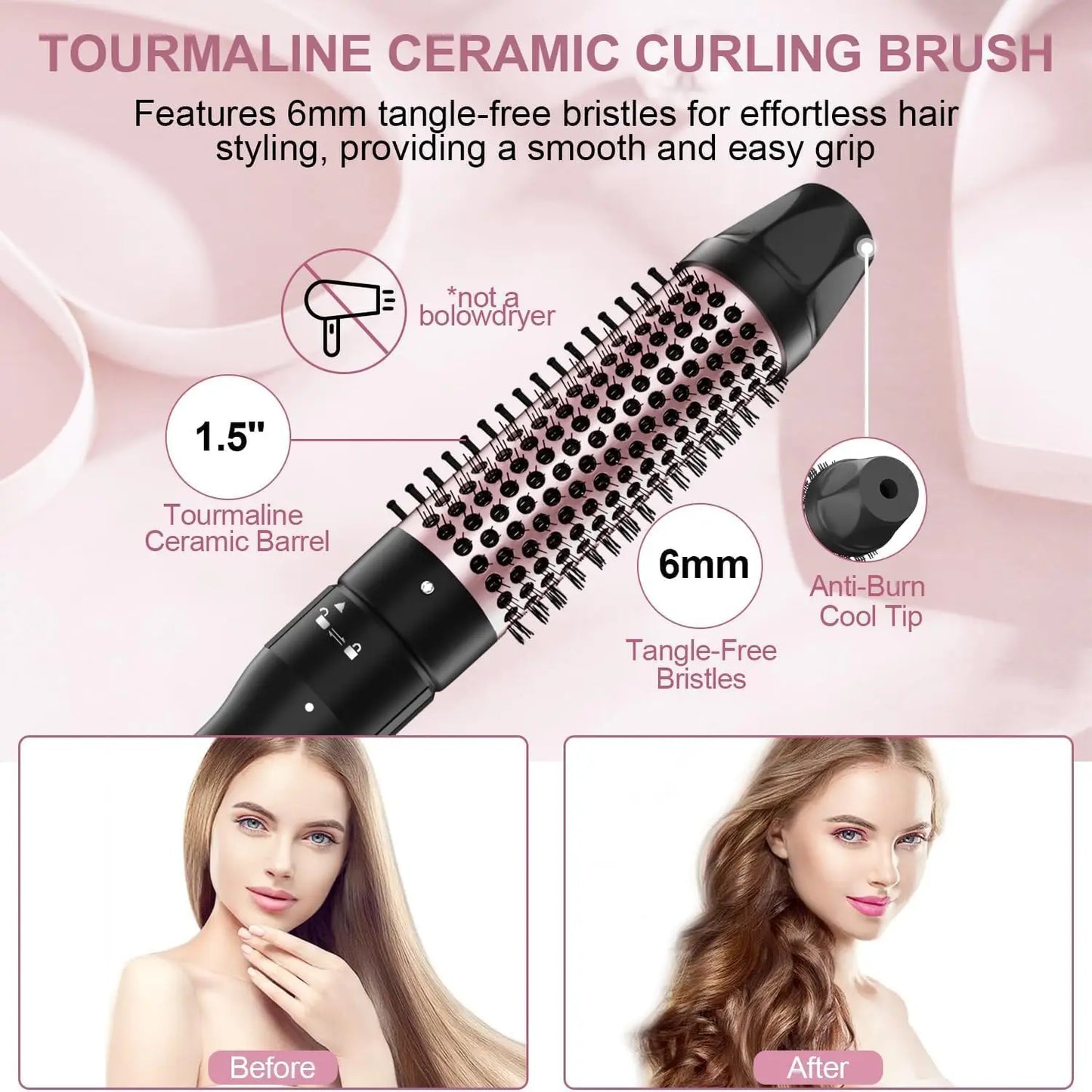Thermal Round Curling Brush 1.5 Inch Hair Dryer Styler