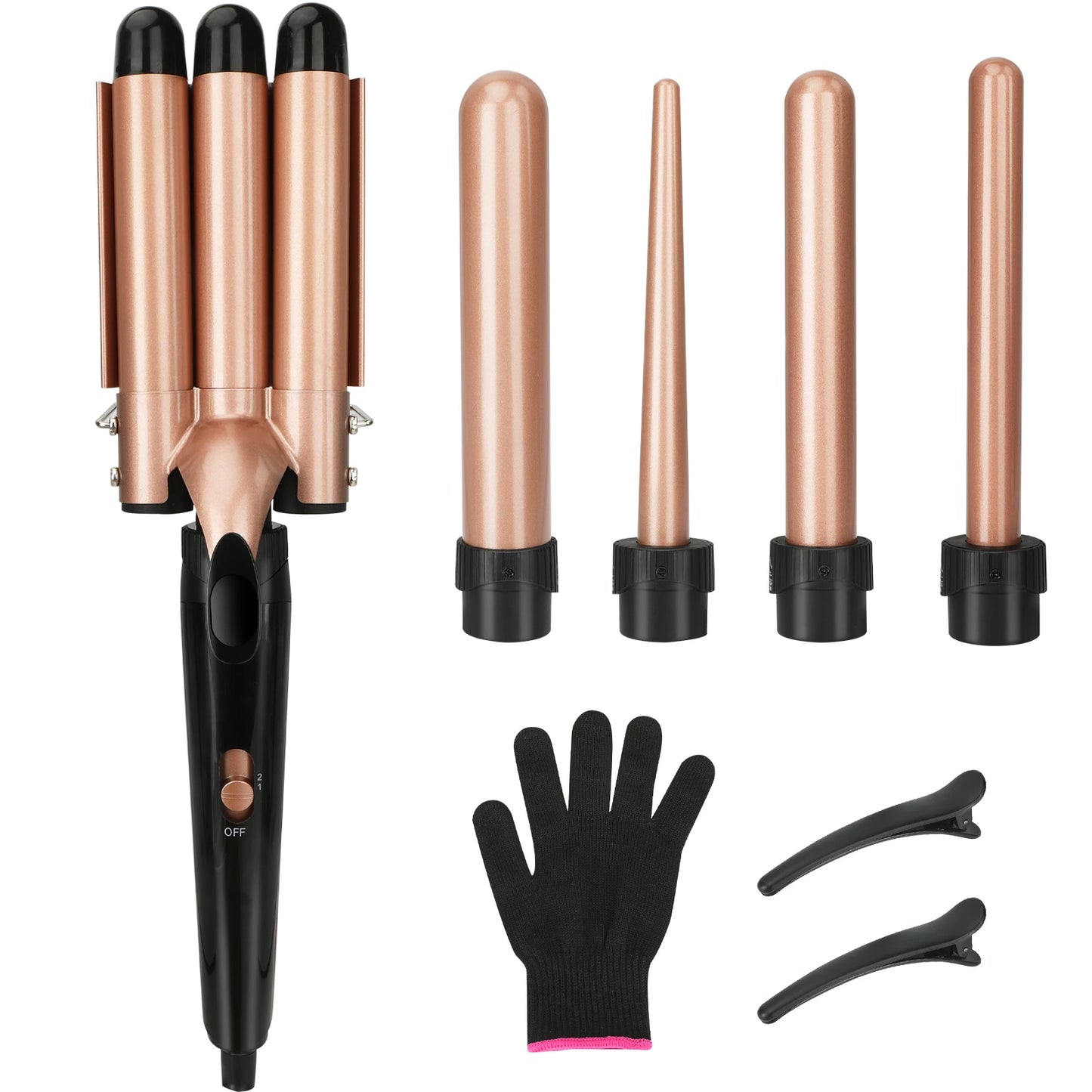 5 In 1 Hair Waver Curling Iron With LCD Display For Styling