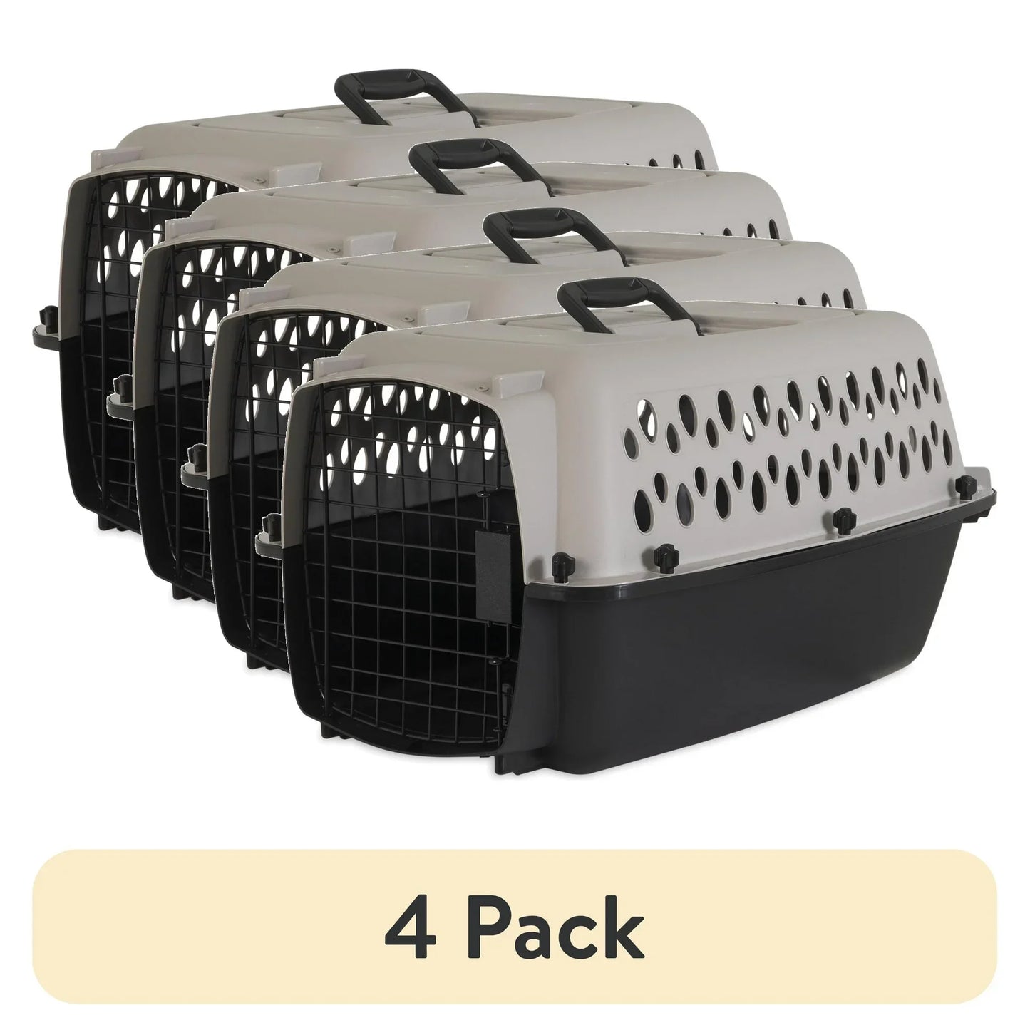 Vibrant Life Large 40 Inch Pet Kennel Dog Crate Plastic Travel Carrier for Pets 70 to 90 Pounds Grey