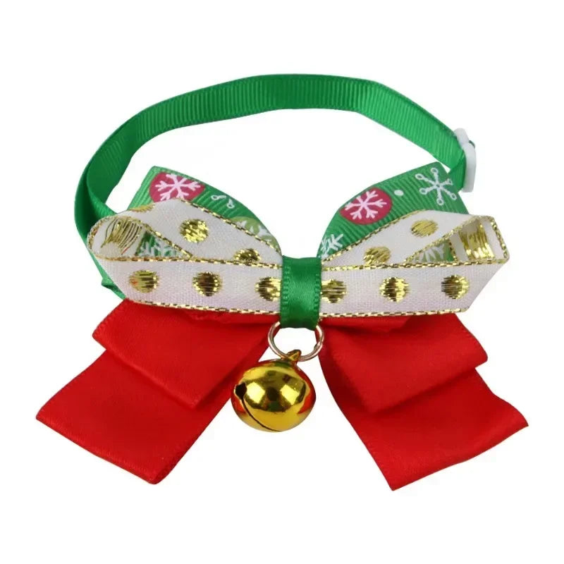 New Year's Christmas Pet Collar With Bell Cute Bow Tie For Cats And Dogs Including Kittens Puppies Chihuahuas And Pugs