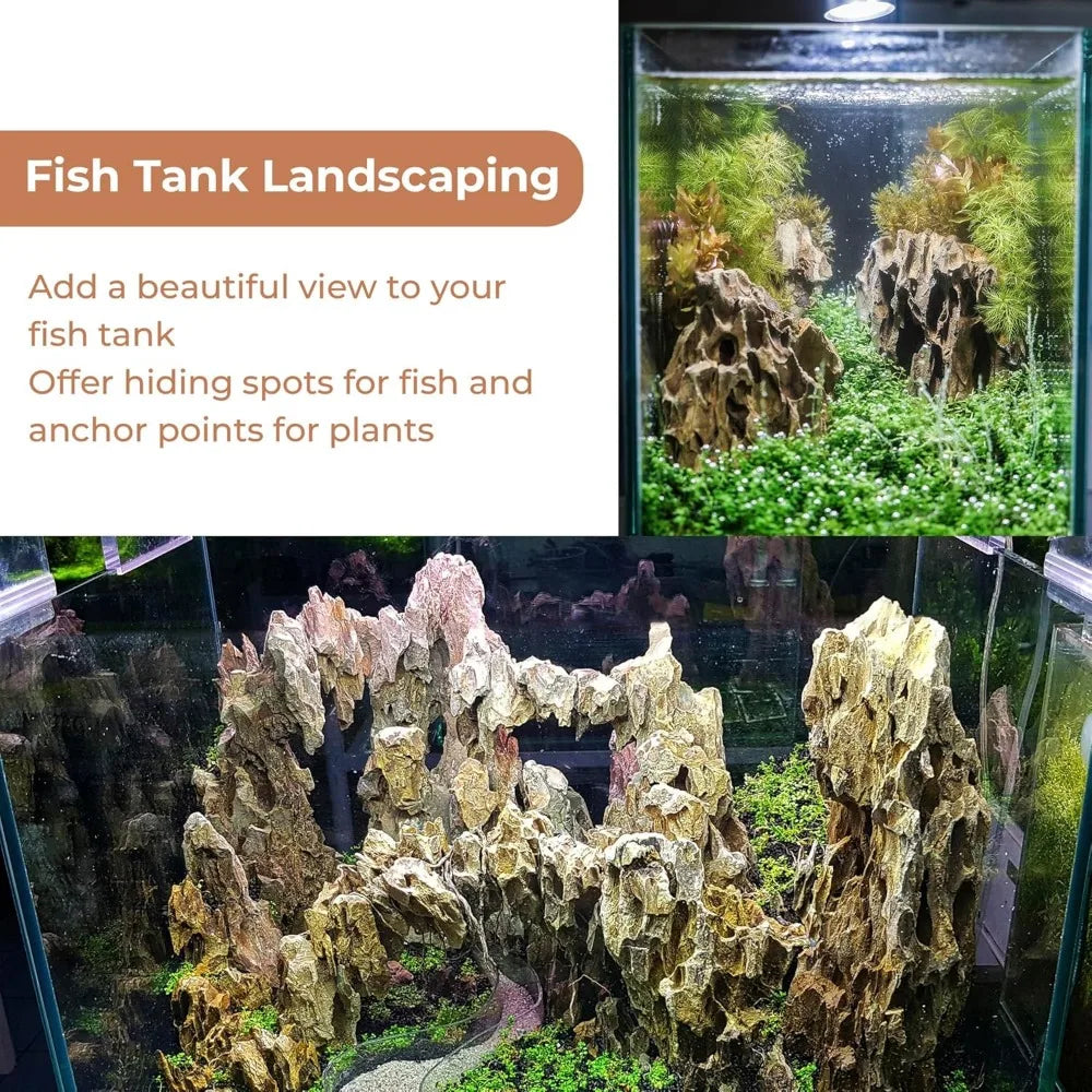 6-8 Inches Natural Dragon Stone 6 PCS Aquarium Rocks for Aquascaping, Aquarium Landscaping, Terrariums, Fish Tank Decoration, Vi