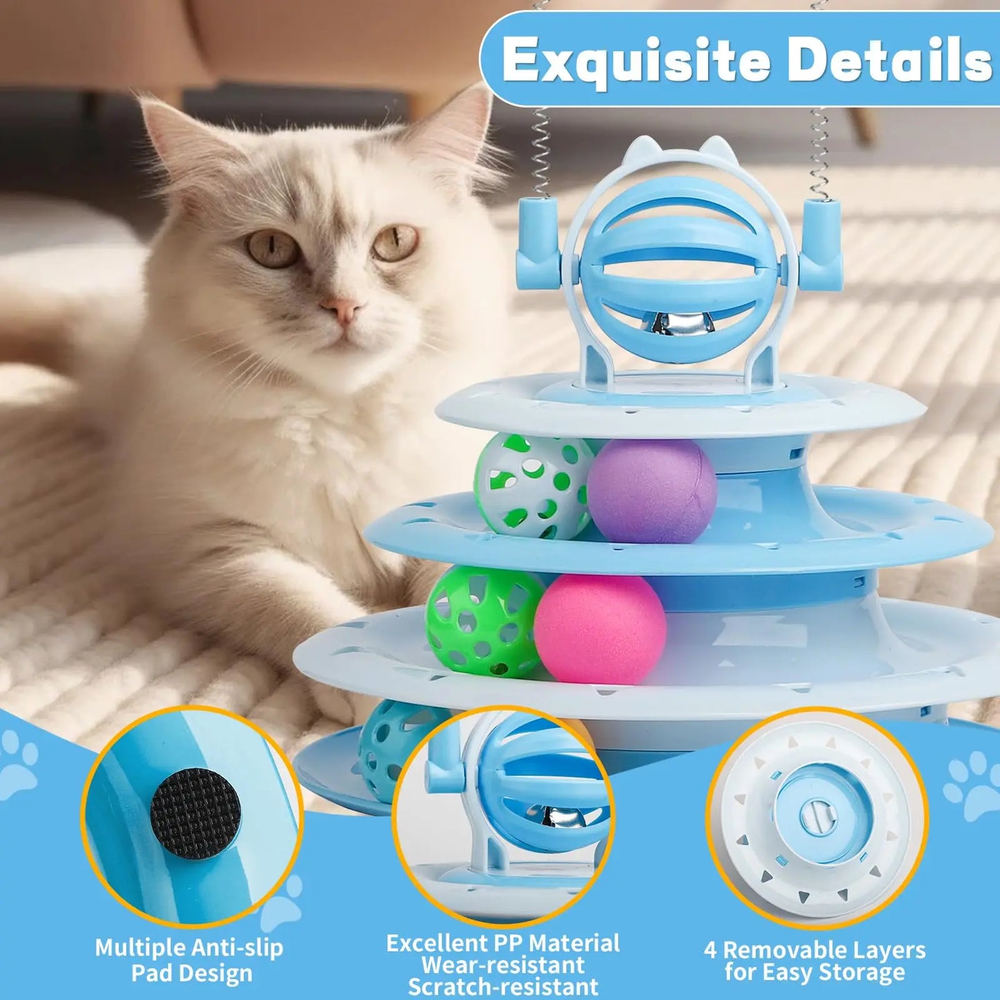 Engaging Interactive Cat Toy Puzzle Ball - Mental Stimulation for Indoor Cats & Kittens with Feather Teaser - Prevent Boredom