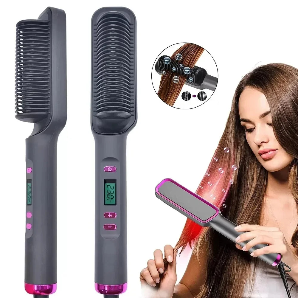Electric Hot Comb Negative Ion Hair Straightener Brush