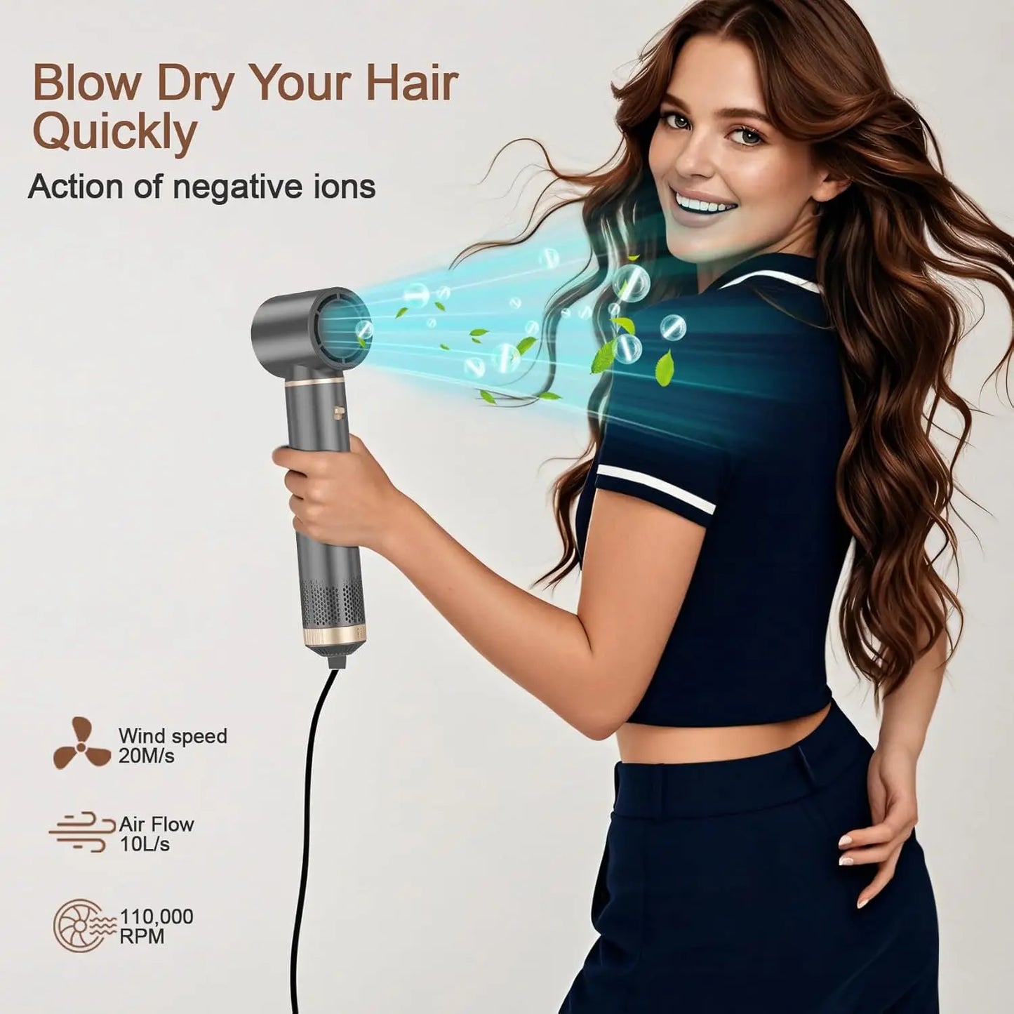 5 In 1 Foldable Hair Dryer Portable Styling Wand Brush