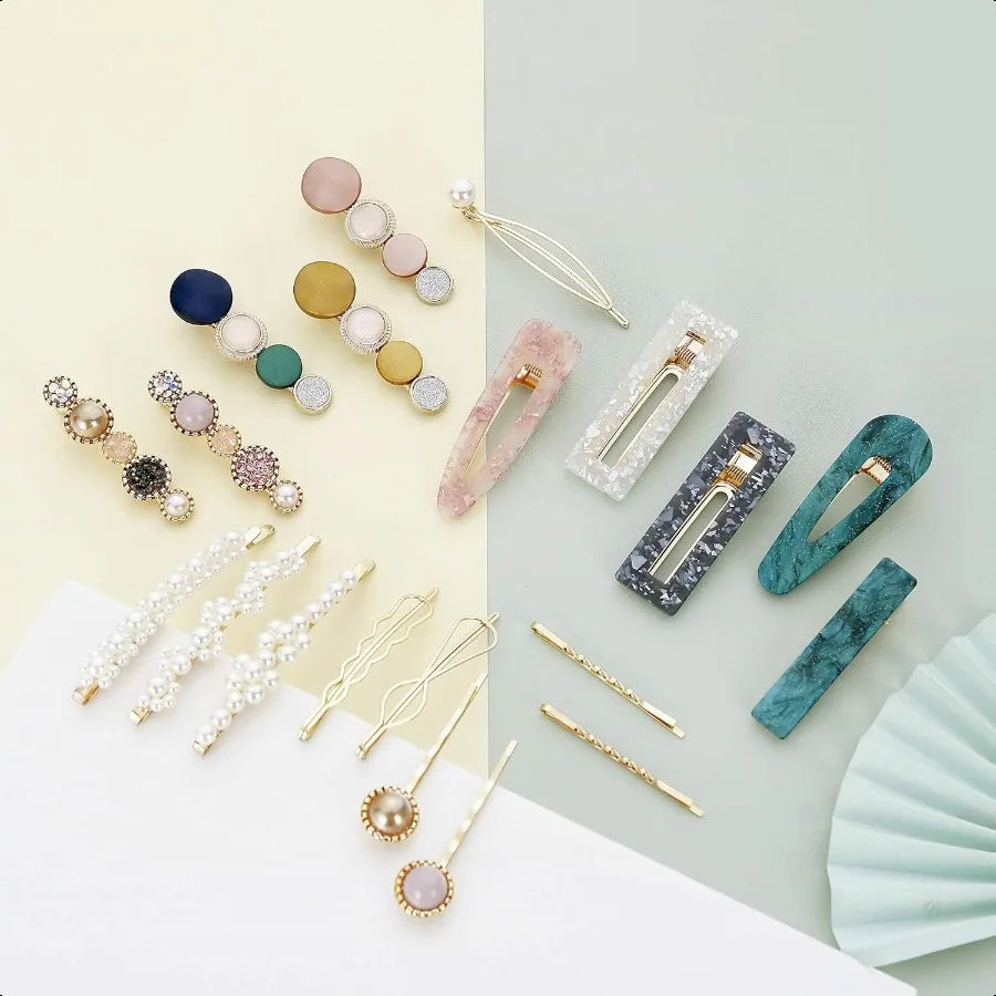 Pearl Acrylic Hair Clips 20 Boho Fashion Barrette Hairpins