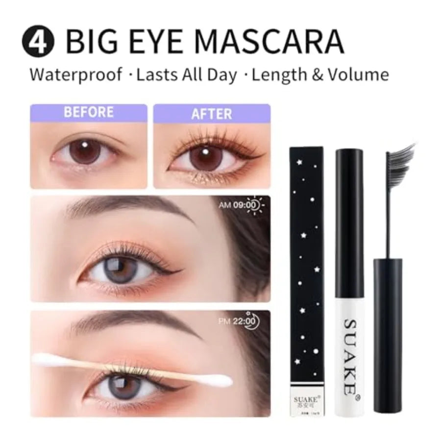 All in One Makeup Kit For Girls 16 Colors Naked Eyeshadow Palette 3Pcs Makeup Brushes Waterproof Eyeliner Pencil Eyebrow Powder