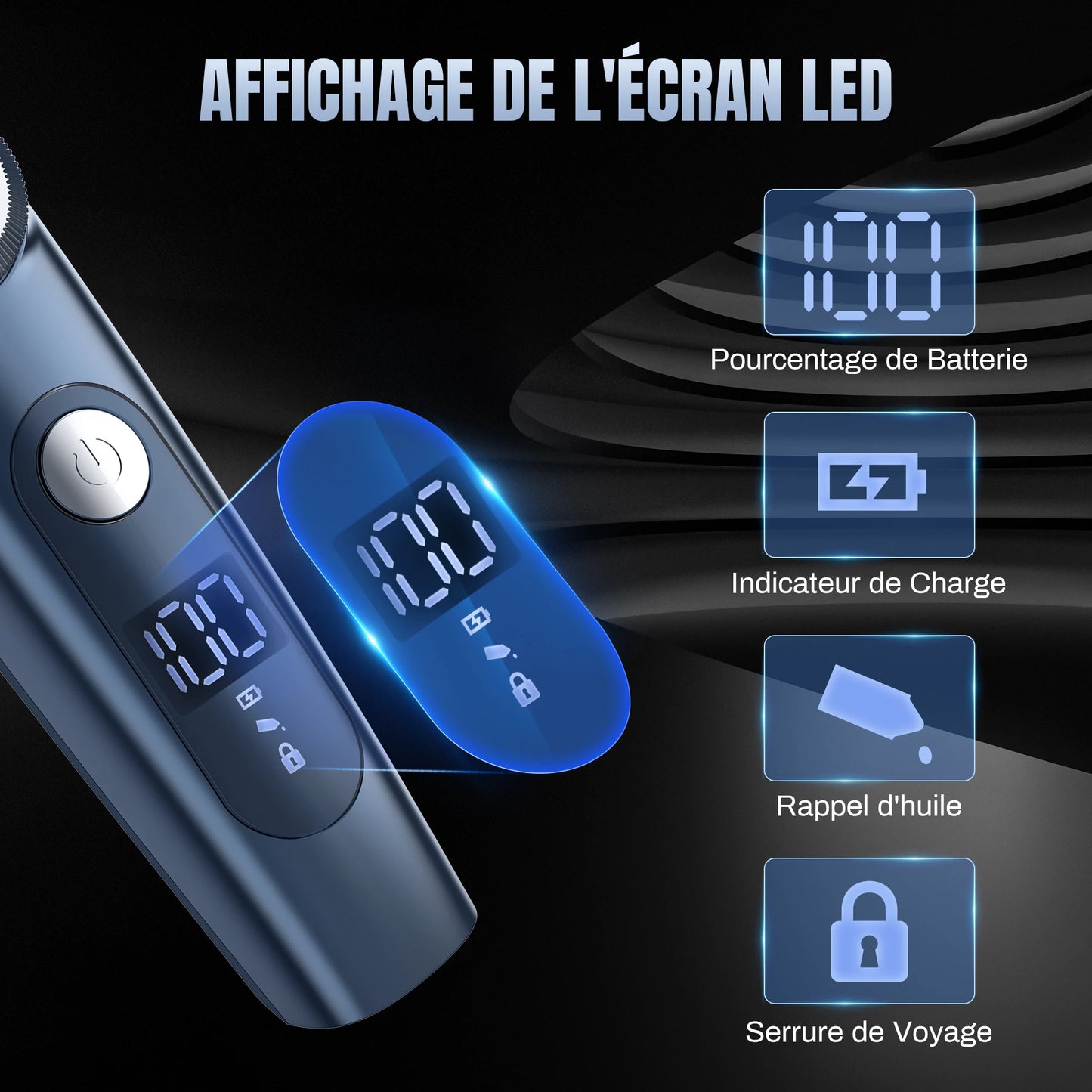 Electric Hair Clipper Cordless Trimmer IPX7 LED Display