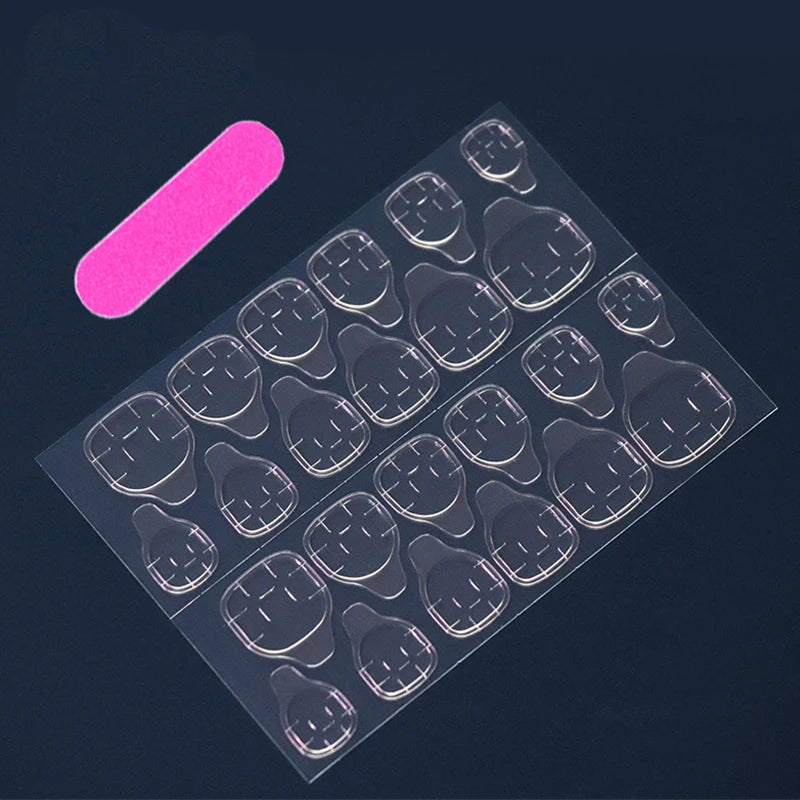24-piece Long French Minimalist Gradient Cat Eye Fingernail with 1 Jelly Glue and 1 Nail File