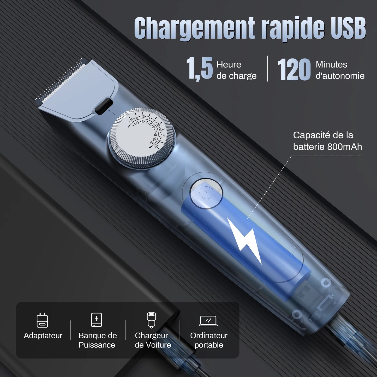 Electric Hair Clipper Cordless Trimmer IPX7 LED Display
