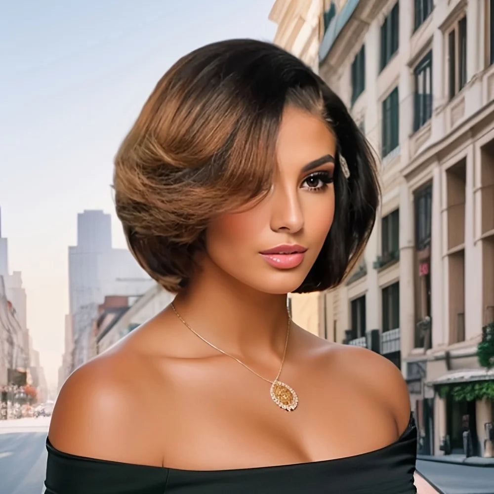 Short Bob 13x4 Lace Front Pixie Cut Wig 180 Density Remy
