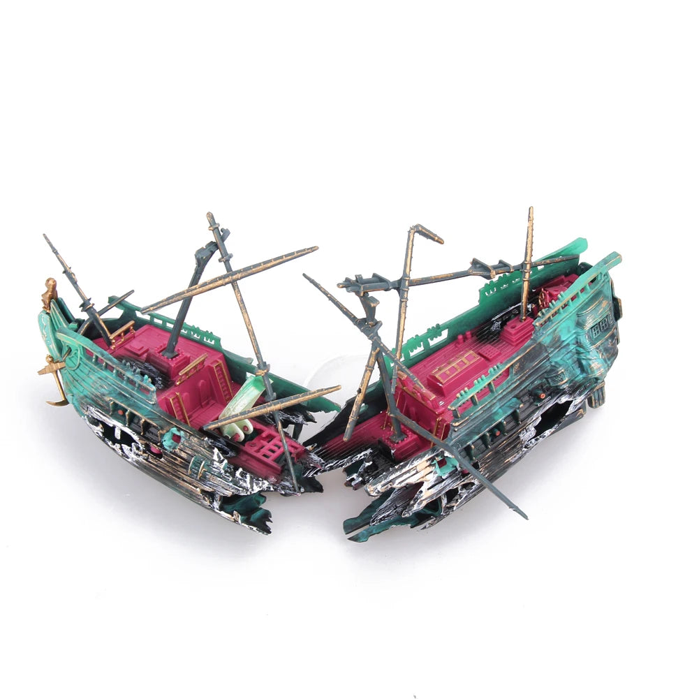 Resin Wreck Boat Aquarium Decor Shipwreck Landscape