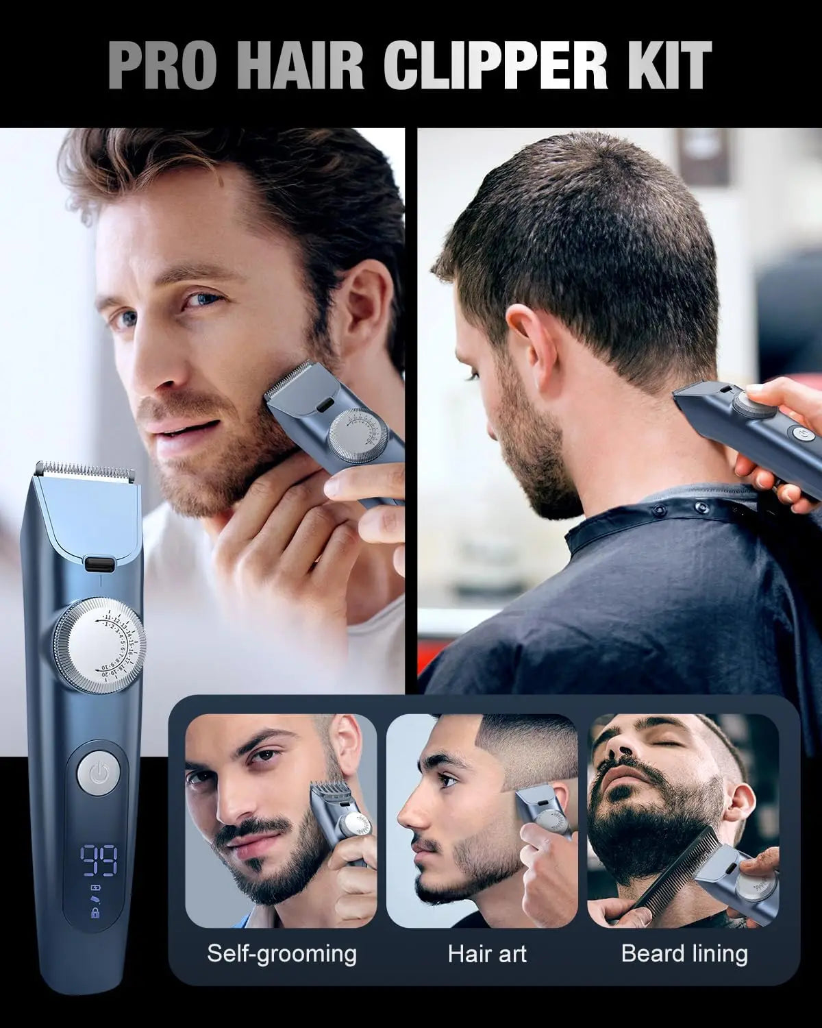 Sejoy Cordless Beard Trimmer For Men Hair Clipper Mustache
