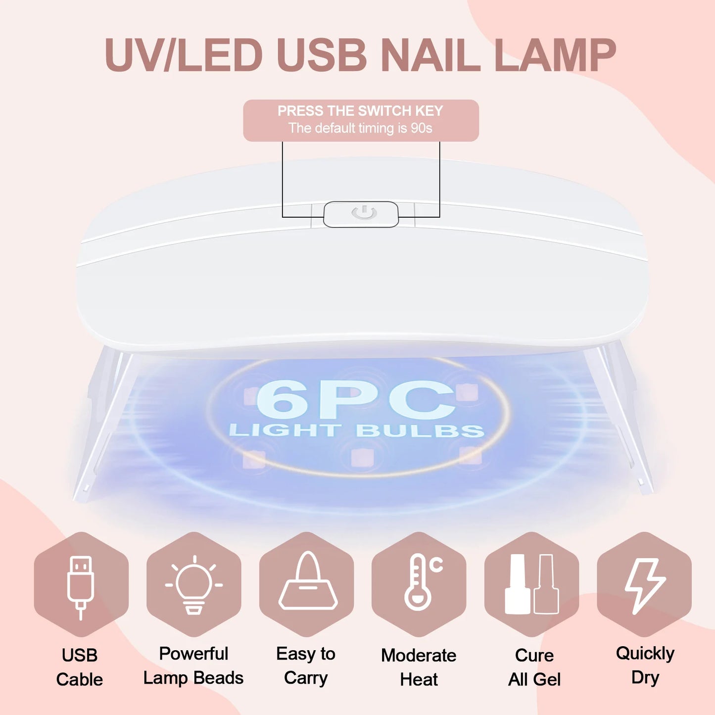 Peacecolor Manicure Kits with 6W Nail Lamp 30ML Acrylic Liquid 6PCS 8G Acrylic Powder and 5PCS 7ML Nail Gel Polish Nail Tools