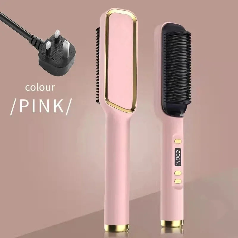 Electric Hot Comb Negative Ion Hair Straightener Brush