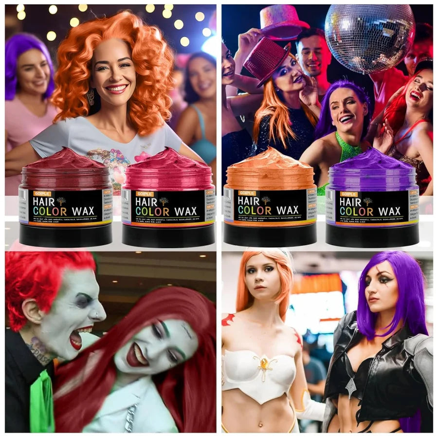 4oz Temporary Hair Color Wax for Men Women Party Cosplay Disposable DIY Washable Colour Cream Styling Pomade Dyeing Hair Mud