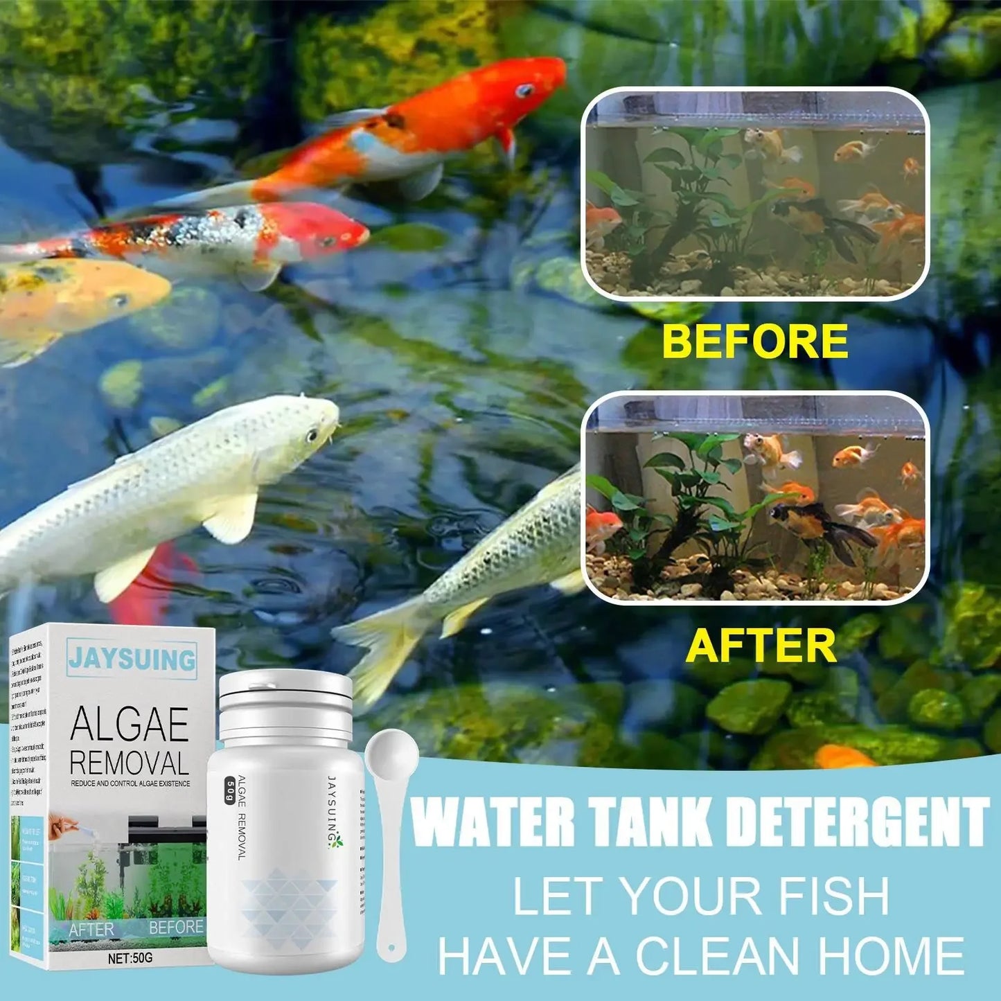 1-4PCS Aquarium Algae Remover Solution for Fish Tank Clears Green Water Eliminates Moss and Algae Safe Water Treatment Gift Use