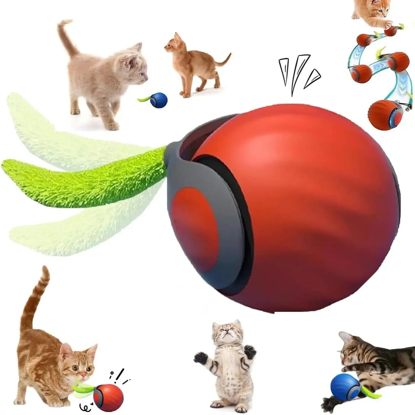 Cat Toy, Speedy Tail Cat Toy, Interactive Cat Ball Toy, Smart Cat Toys Ball, Two Speed Adjustment, with Tail