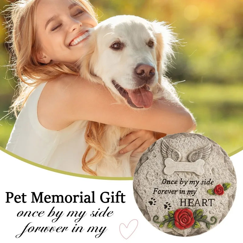 Pet Memorial Stone for Loss Dog or Cat, Dog Passing Away Bereavement Sympathy Gifts, Pet Grave Markers with Paw