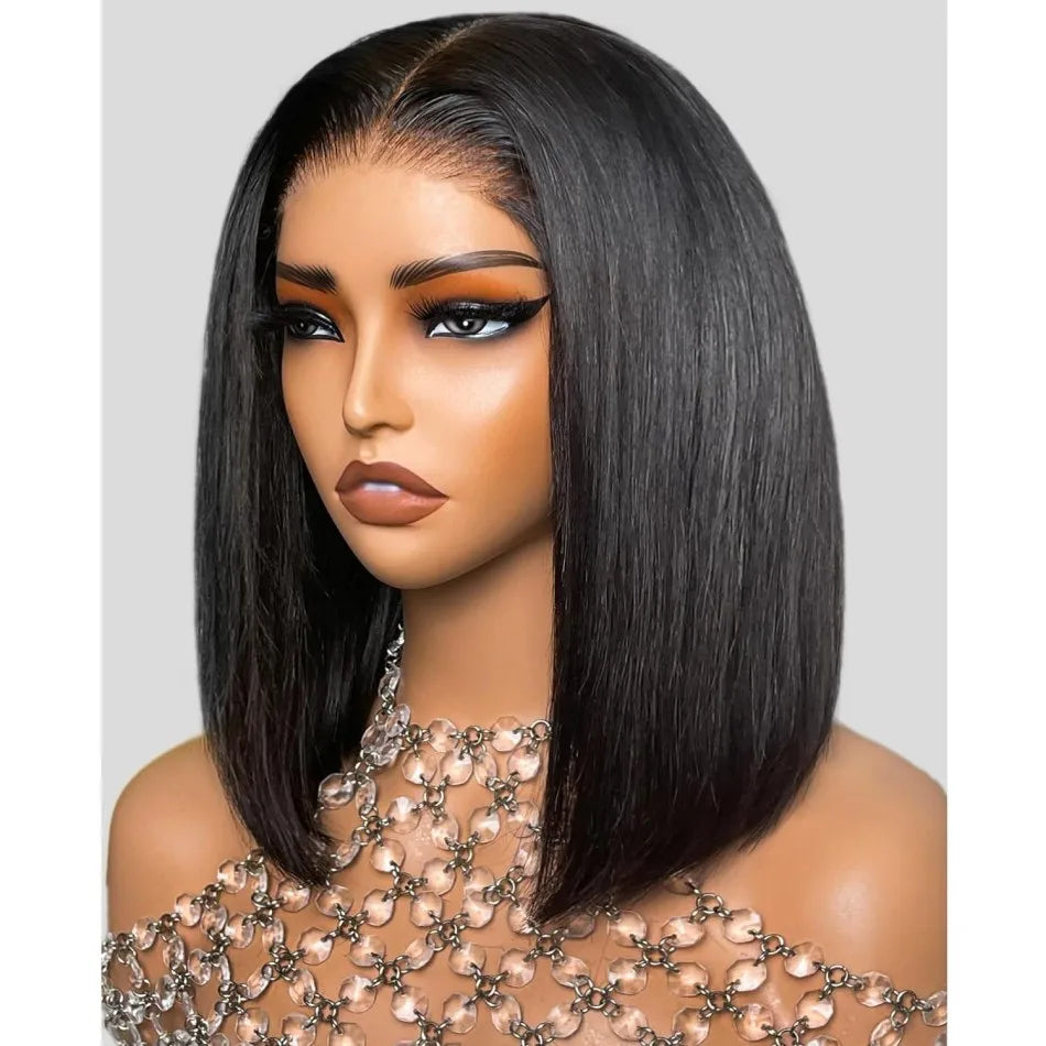 Glueless Bob Wig Human Hair Pre Plucked 5x5 Lace Front