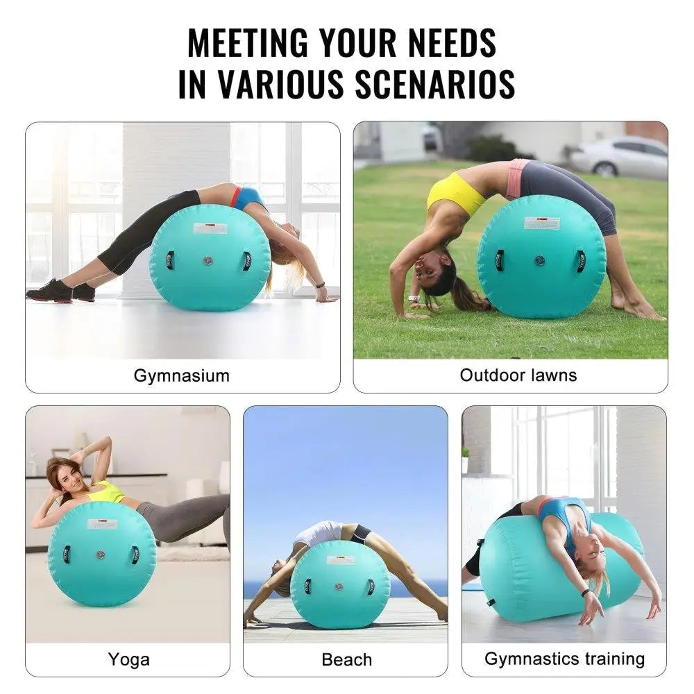 Air Mat Tumble Track Inflatable Air Roller Gymnastics Training Electric Pump Multi-Purpose Water Use Mint Green