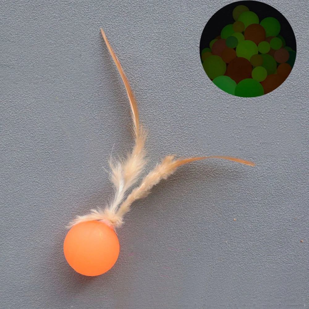 5pcs Funny Cat Elastic Ball Toy Interactive Balls Pet Supplies Feather Football Toys Dog Playthings Kitten