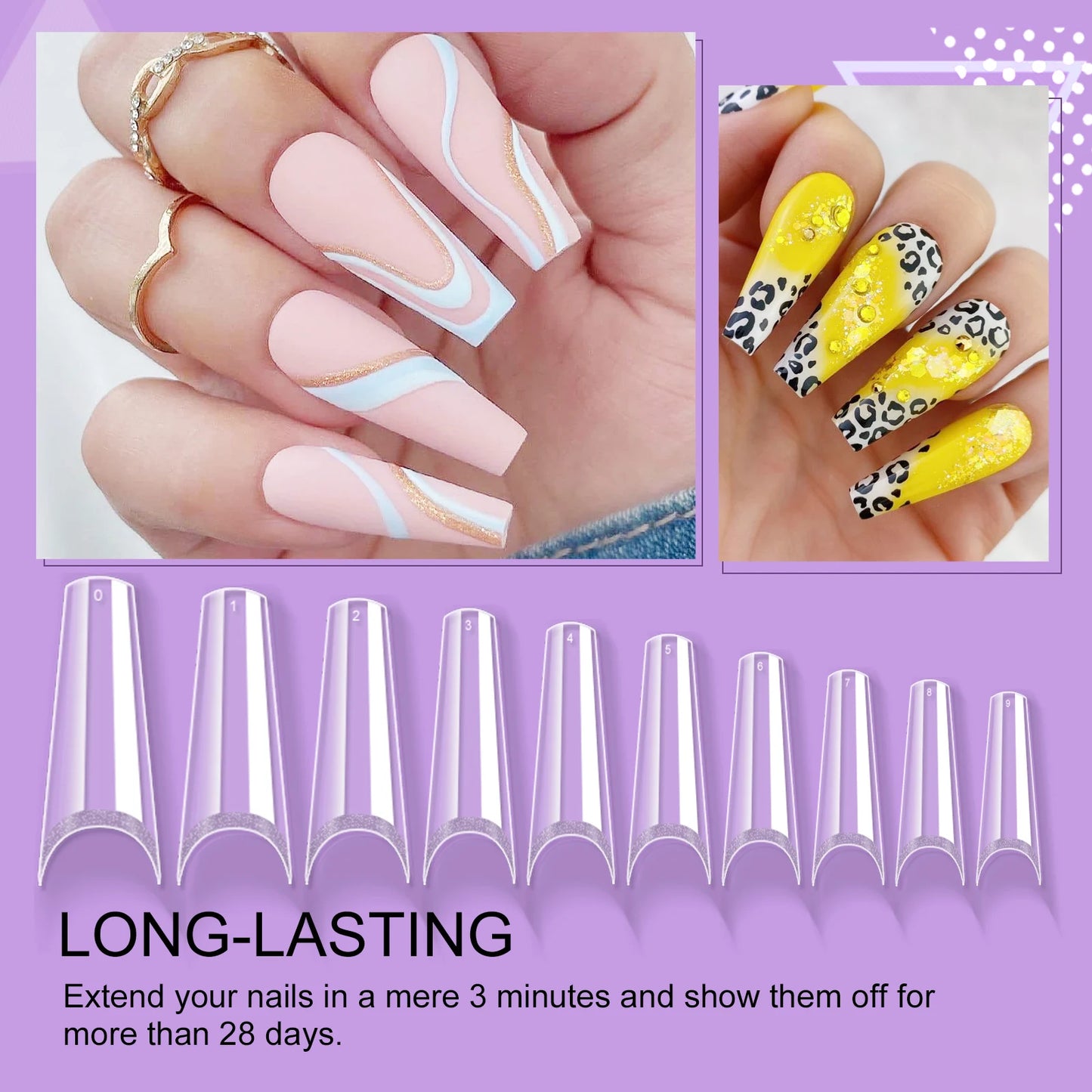 SAVILAND Gel x Nail Kit 15ml Super Strong Nail Glue Gel with 500pcs Half Cover Nails Tips & UV LED Nail Lamp For Nail Extension