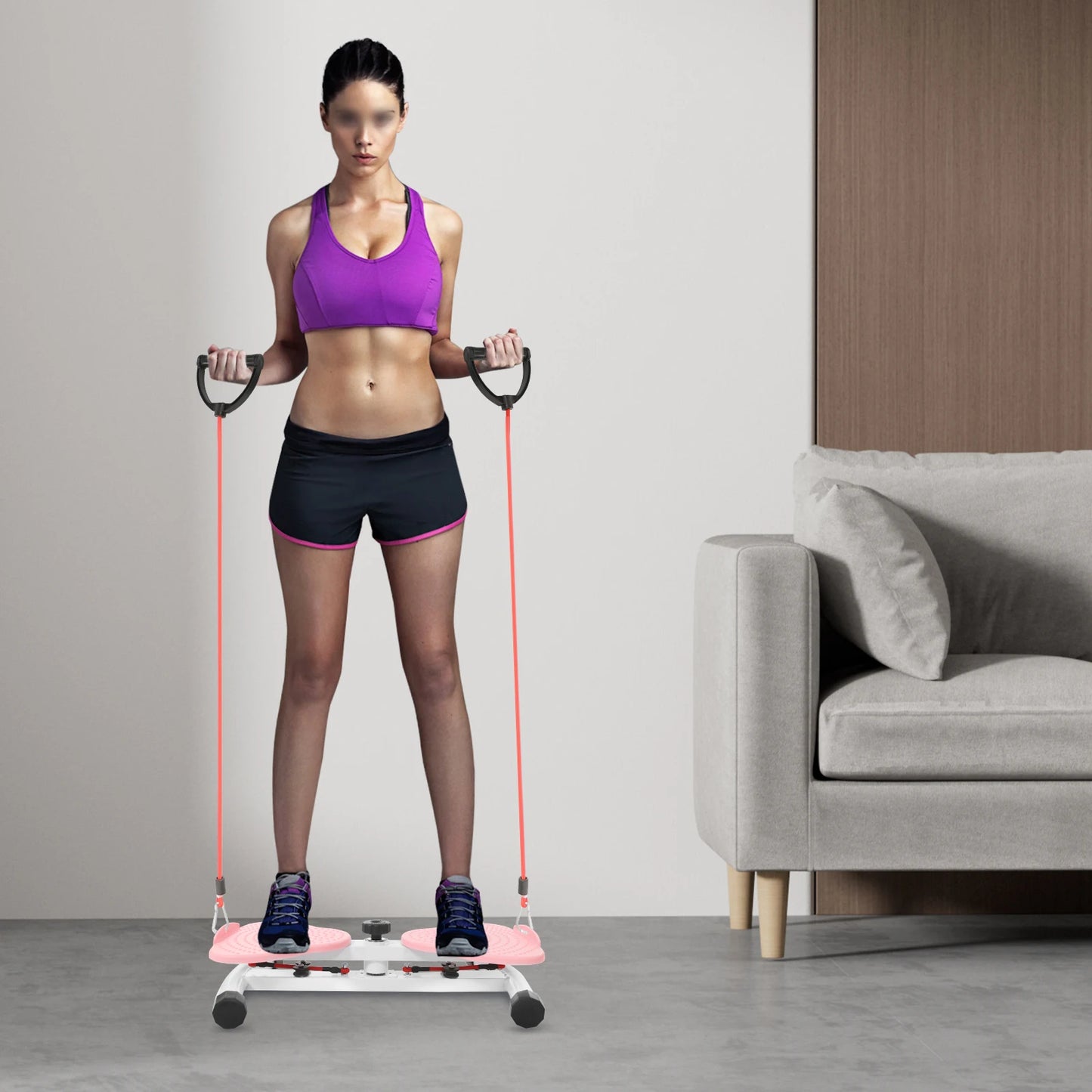 Pink Steel Waist Twister Standing Exercise Equipment 53.5 By 32 By 12 Cm With 48 Cm Leg Distance For Home And Office