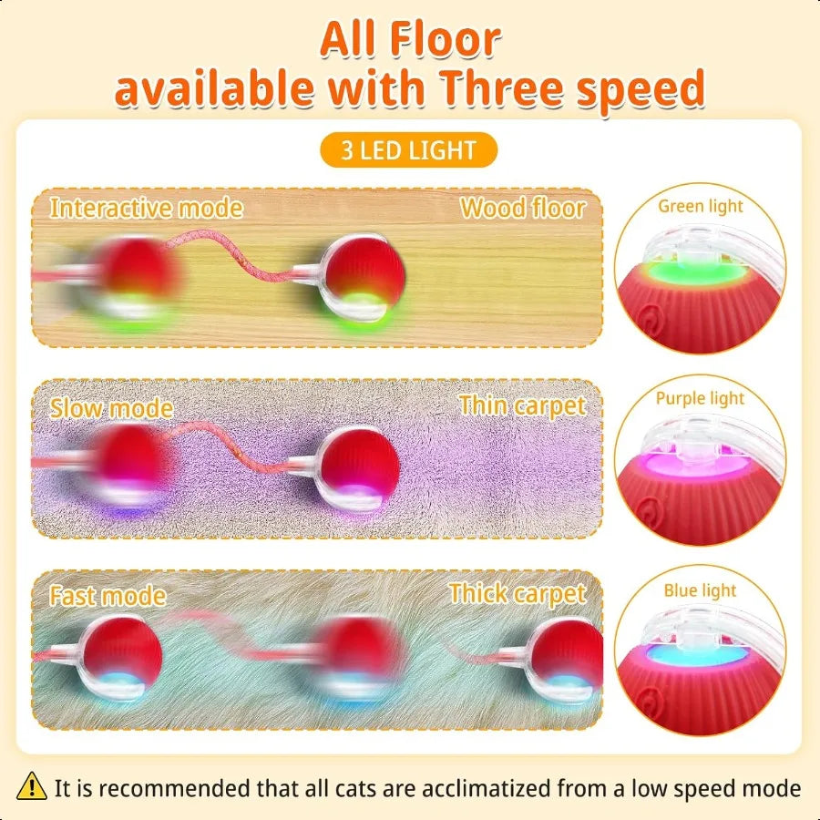 Cat Toys Interactive Ball for Indoor Cats Newly Upgraded Moving Cat Ball Speedy Tail 2.0 cat Toys with Elastic Mesh Automatic K