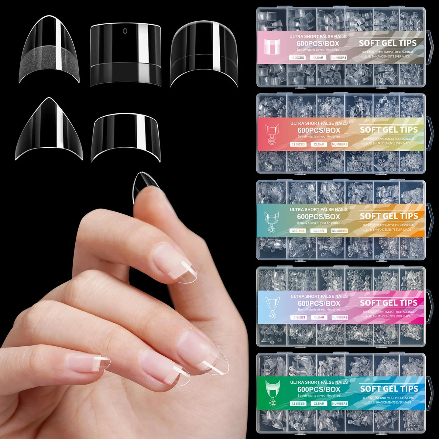600Pcs Short Square Matte Press On Nails Ultra Short Fake Nail Tips No Filling Required Glue Free False Nails For Women
