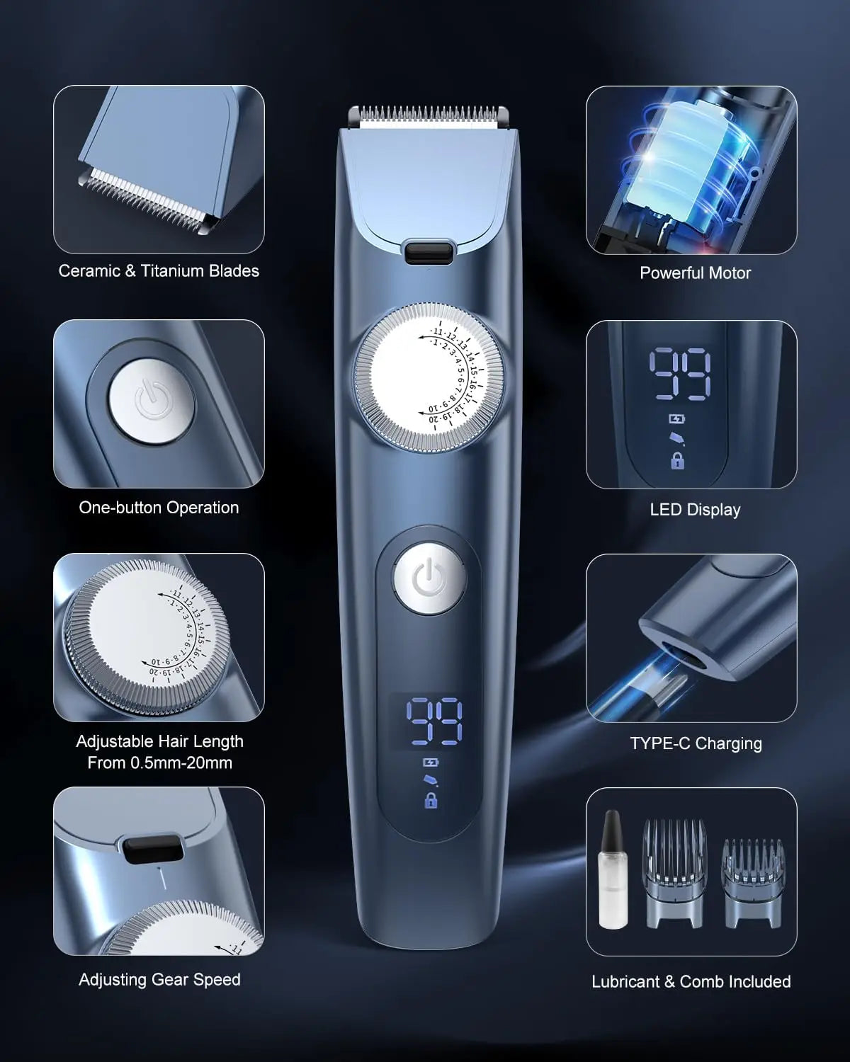 Sejoy Cordless Beard Trimmer For Men Hair Clipper Mustache