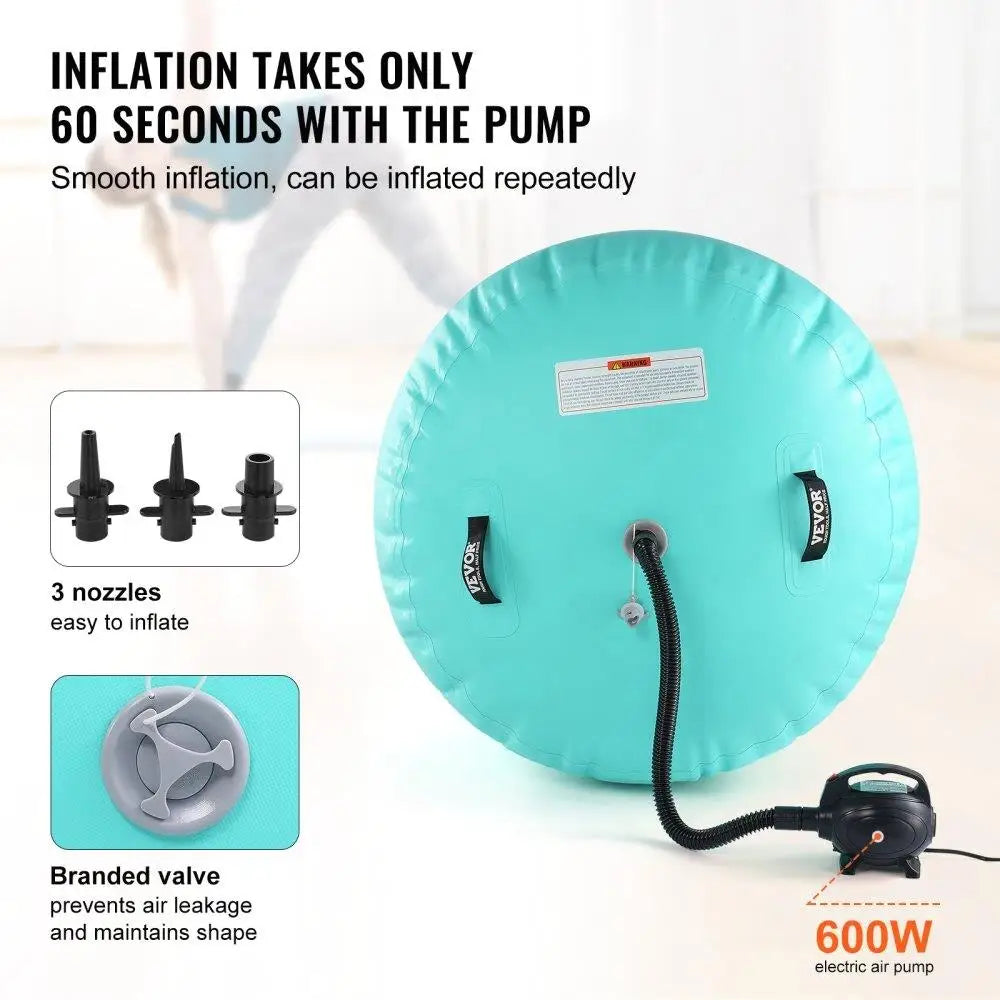 Air Mat Tumble Track Inflatable Air Roller Gymnastics Training Electric Pump Multi-Purpose Water Use Mint Green