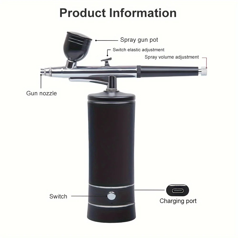 Air Compressor Airbrush Painting Airbrush Electric Airbrush Air Pump Suitable for Painting Art Beauty Makeup Nail Tattoo Body Painting Ceramic Spray Cake Making Furniture Leather Goods Repair Model Coloring, Gift