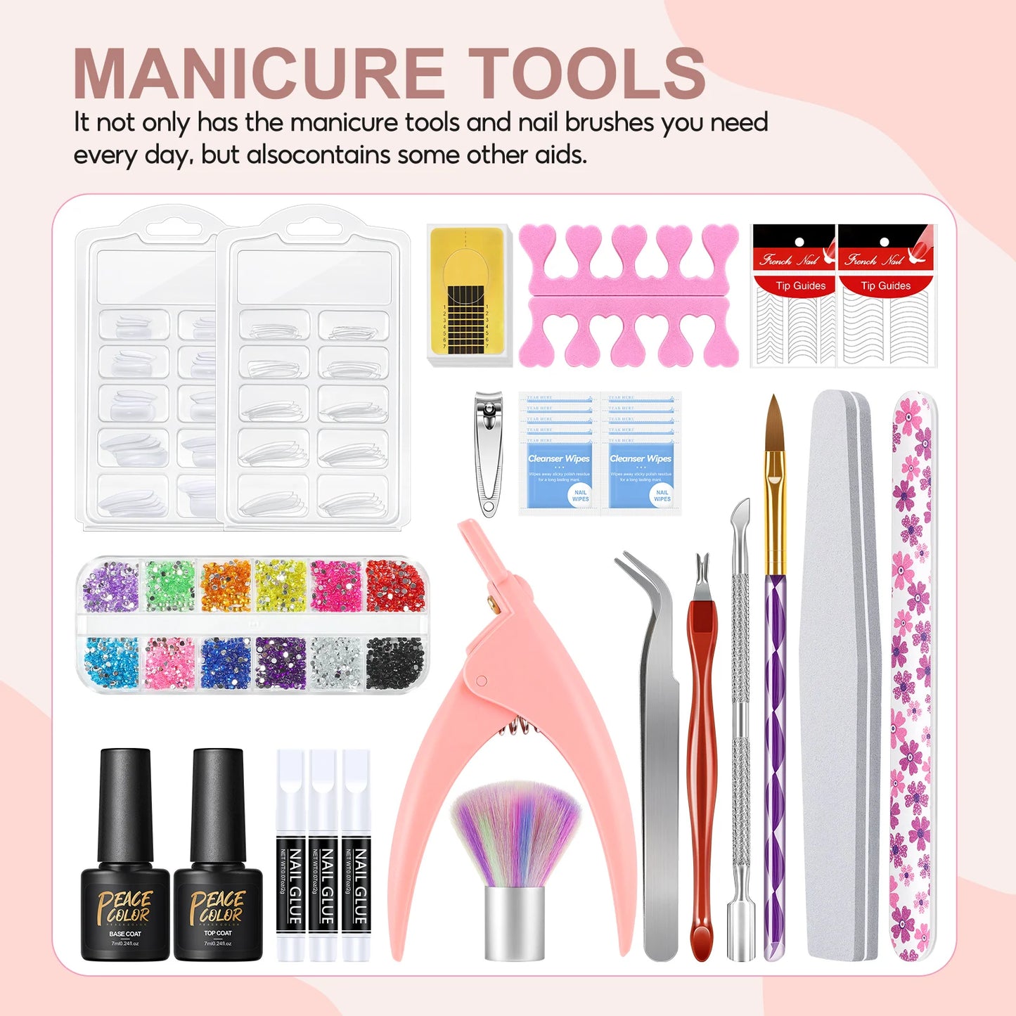 Peacecolor Manicure Kits with 6W Nail Lamp 30ML Acrylic Liquid 6PCS 8G Acrylic Powder and 5PCS 7ML Nail Gel Polish Nail Tools