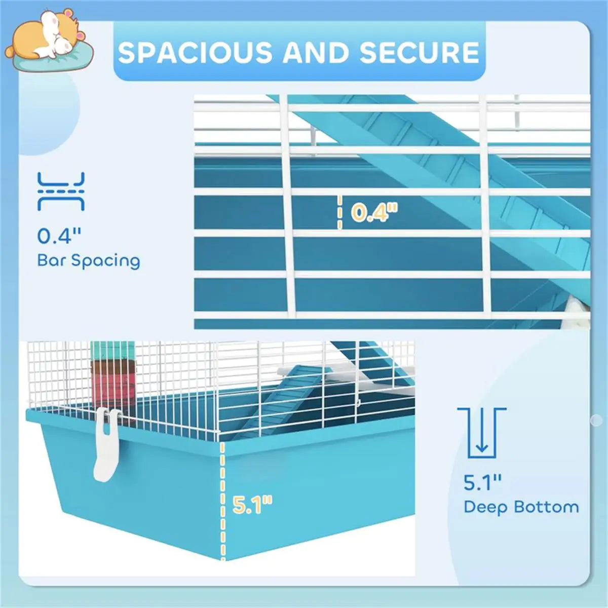 Escapade Hamster Cage Easy Clean Safe Habitat For Pets