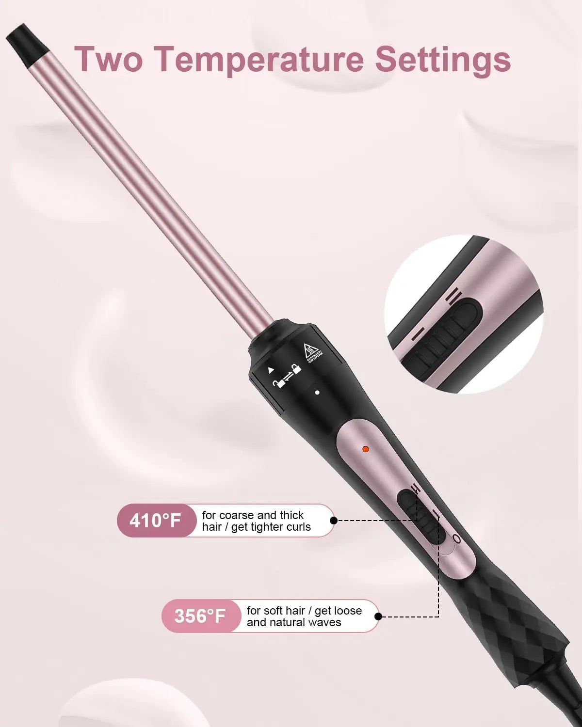 3 8 Inch Tourmaline Ceramic Curling Wand for Short Hair