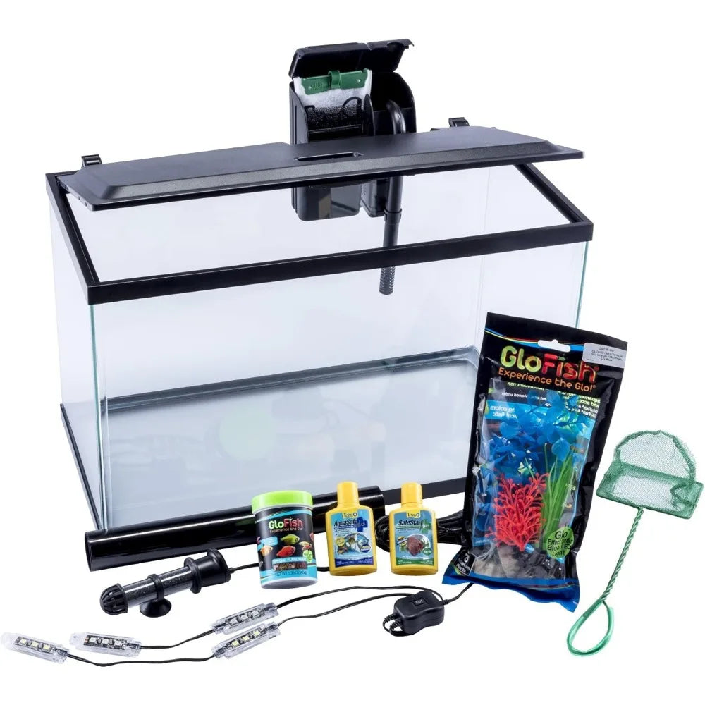 Glofish 10 Gallon Aquarium Fish Tank Kits, Includes LED Lighting and Décor (Amazon Exclusive)