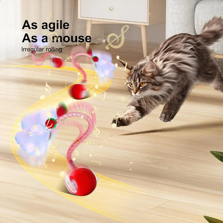 Cat Toys Interactive Ball for Indoor Cats Newly Upgraded Moving Cat Ball Speedy Tail 2.0 cat Toys with Elastic Mesh Automatic K