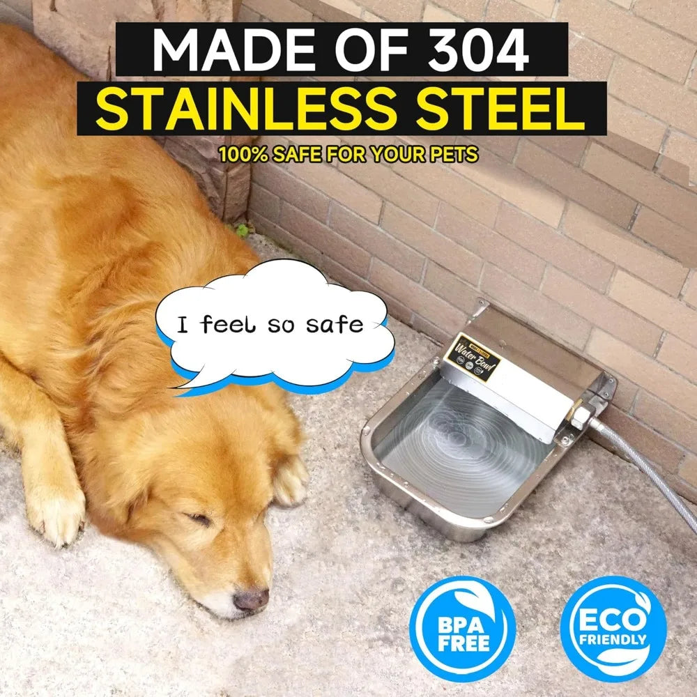 Automatic Water Dispenser for Dogs, 3L/101 oz 304 Stainless Steel Dog Water Feeder, Auto-Fill Large Waterer for Pets & Livestock